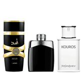 PROMOÇÃO COMPRE 1 LEVE 3 - Lattafa Asad, Mont Blanc e Kouros Yves - 100ml Cada