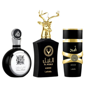 PROMOÇÃO COMPRE 1 LEVE 3 - Lattafa Fakhar, AL Noble Ameer e Assad Lattafa - Oferta De Black Friday - 100ml cada